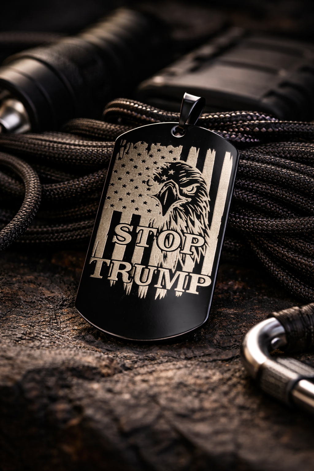 Black Stop Trump Dog Tag